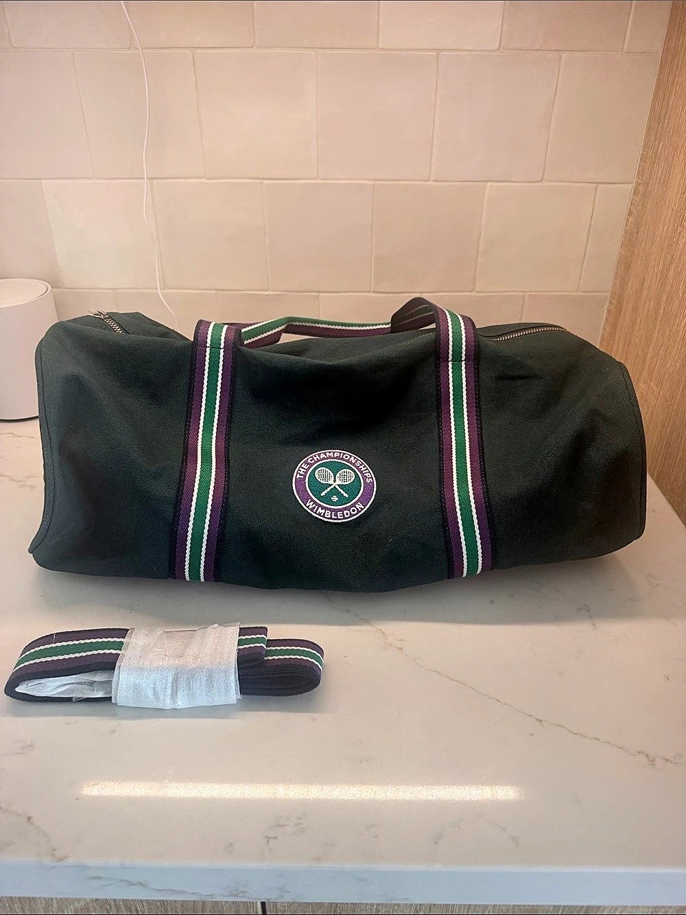 Wimbledon SW19 Duffle Bag in Green & Purple